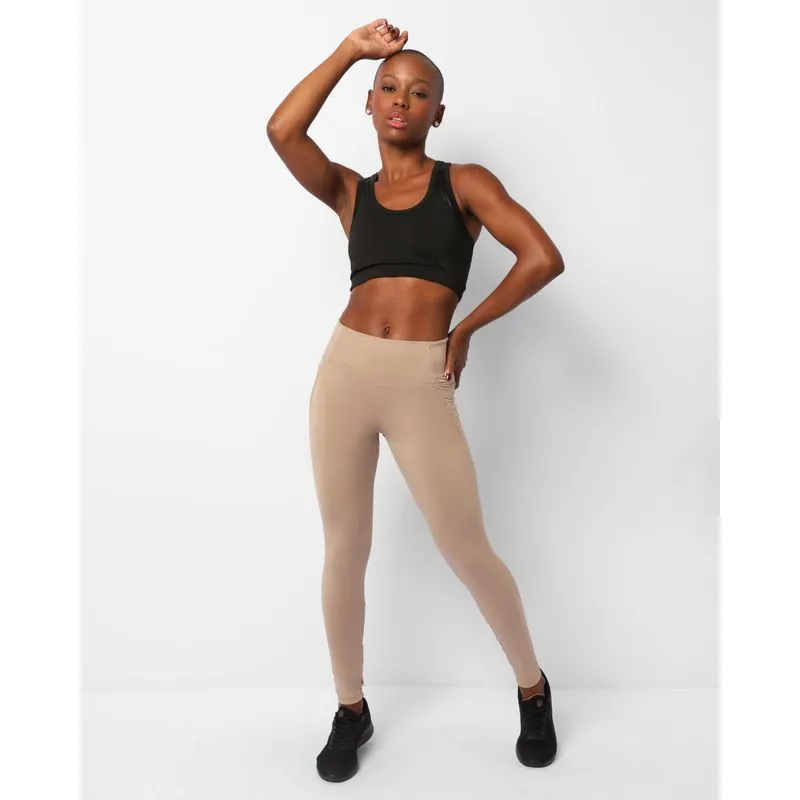Calça Legging Feminina Fitness Com Bolso Funcional Bege G