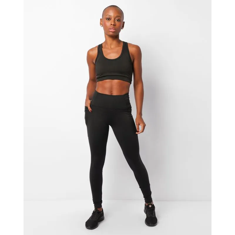 Calça Legging Feminina Fitness Com Bolso Funcional Preta G