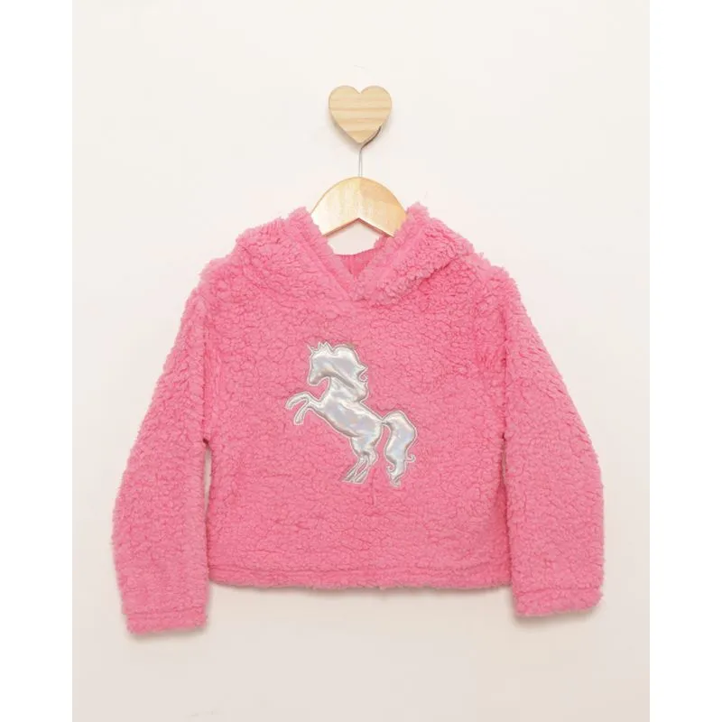 Blusão Bebê Cropped Sherpa Unicórnio Holográfico Rosa 3