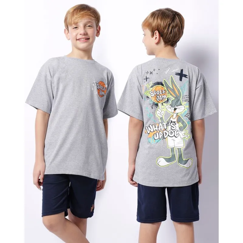 Camiseta Juvenil Manga Curta Warner Pernalonga Space Jam Cinza 10