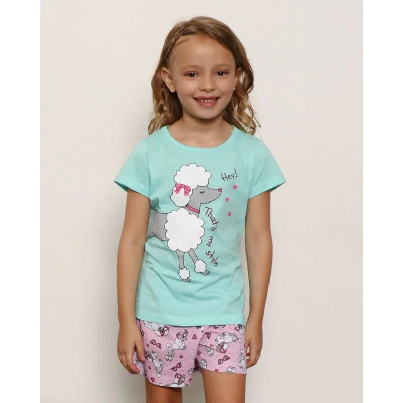 Pijama Infantil Manga Curta Estampa Cachorrinho Verde 4