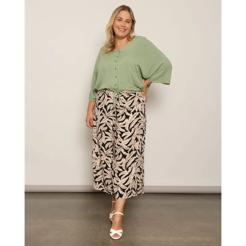 Calça Plus Size Feminina Berry & Co. Pantacourt Viscose Bege G1