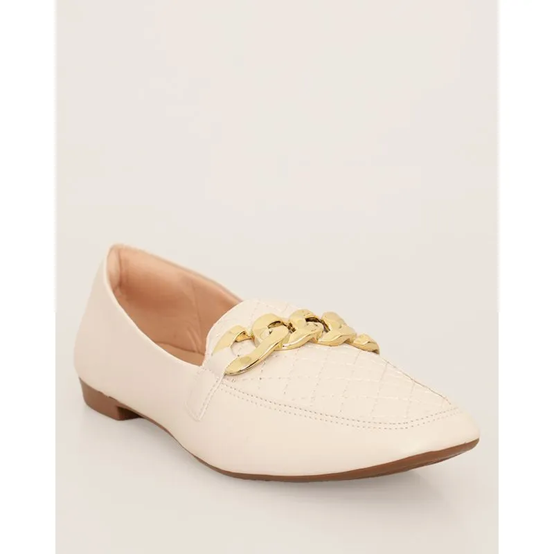 Mocassim Feminino Com Fivela Off White 36