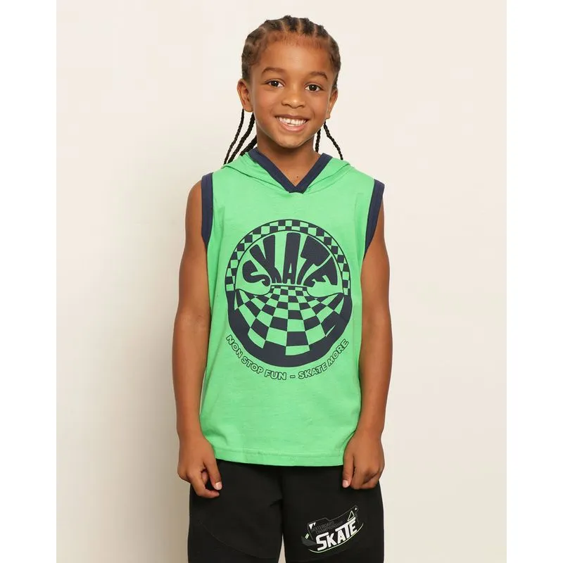 Regata Infantil Estampa Frontal Com Capuz Verde 8