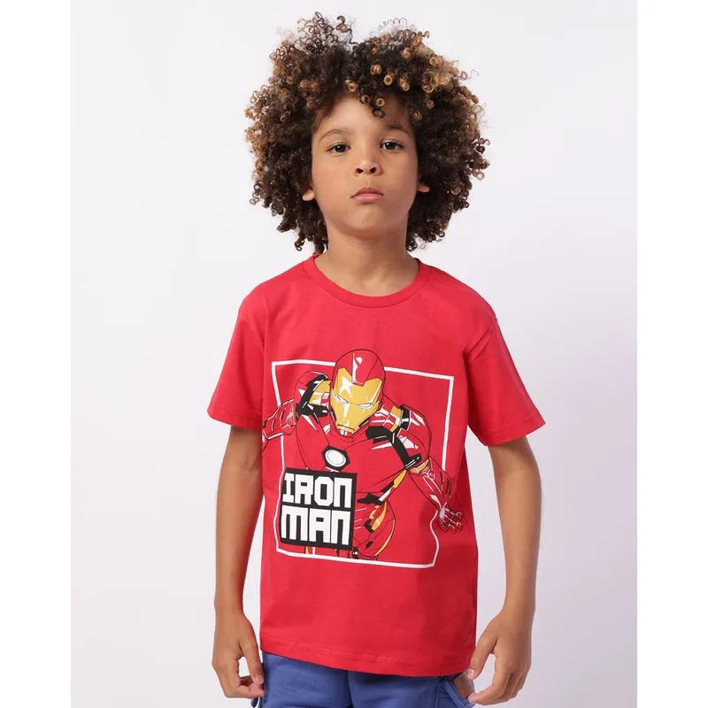 Camiseta Infantil Algodão Marvel Homem de Ferro Vermelha 4