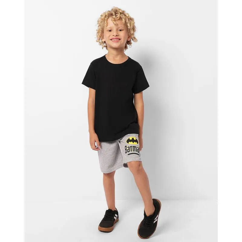 Bermuda Infantil Reta Moletinho DC Comics Estampa Batman Cinza 6