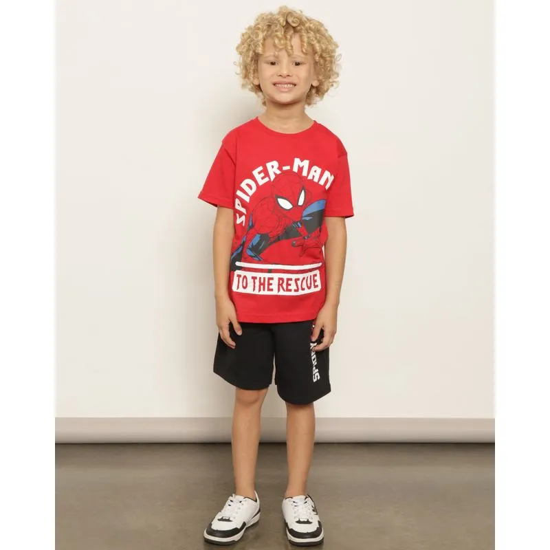 Bermuda Infantil Reta Moletinho Marvel Estampa Homem Aranha Preta 12
