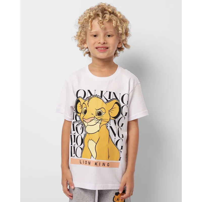 Camiseta Infantil Disney Rei Leão Manga Curta Branca 4