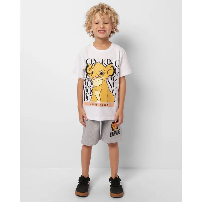Bermuda Infantil Reta Moletinho Disney Estampa Simba O Rei Leão Cinza 12