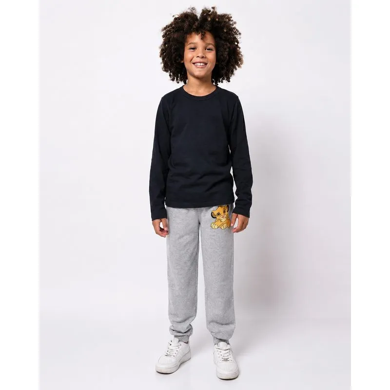 Calça Moletom Reta com Estampa Disney Rei Leão Cinza 10