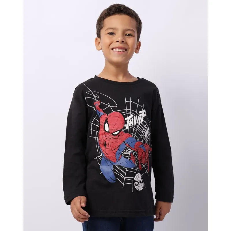 Camiseta Infantil Manga Longa Marvel Homem Aranha Preta 8