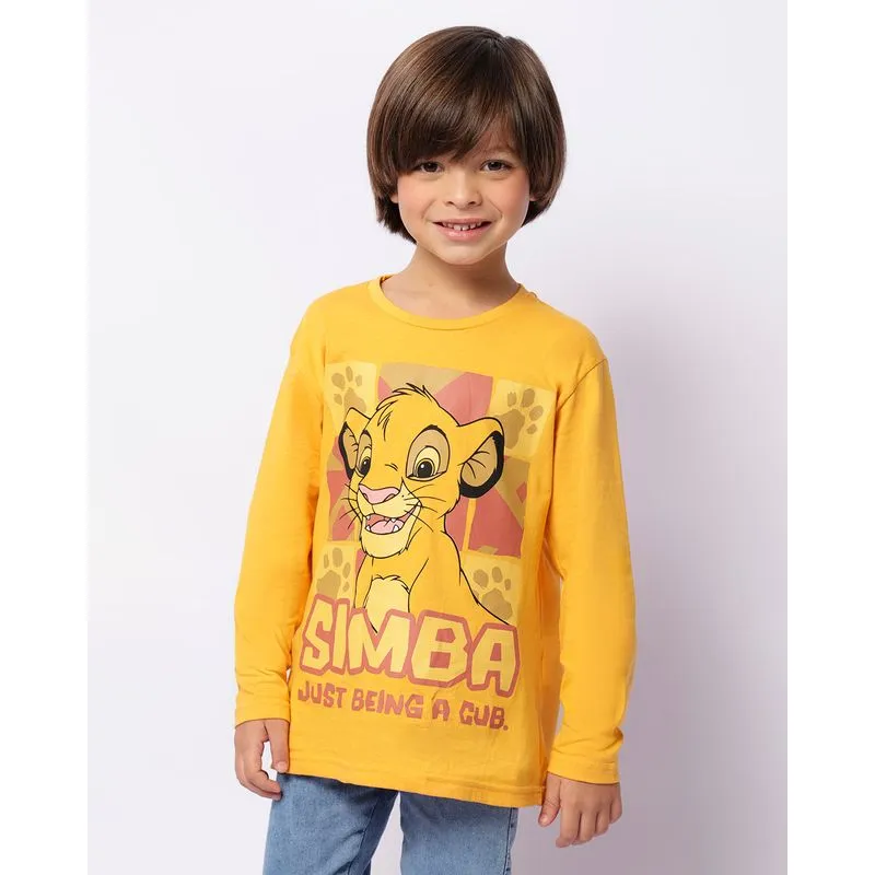 Camiseta Infantil Disney O Rei Leão Simba Manga Longa Mostarda 4