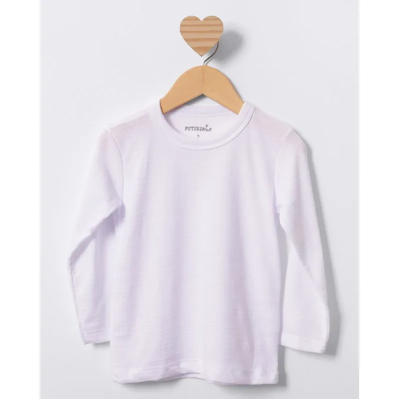 Camiseta Bebê Manga Longa Texturizada Branca 1