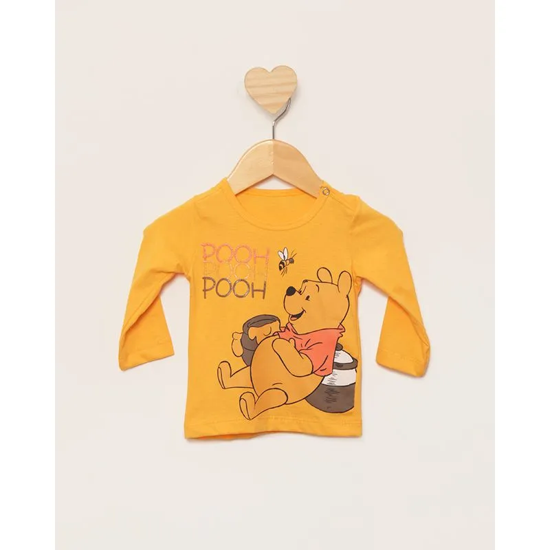 Camiseta Bebê Disney Ursinho Pooh Manga Longa Mostarda P