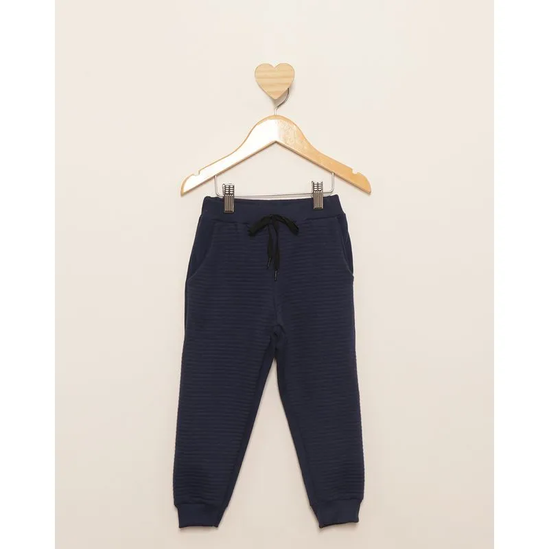 Calça Moletom Bebê Jogger Peluciada Texturizada Marinho 2