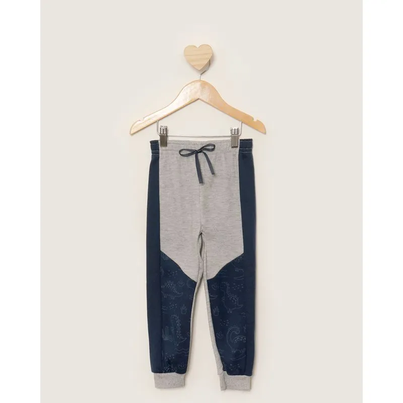 Calça Moletom Bebê Peluciada Jogger Com Recorte Cinza 2