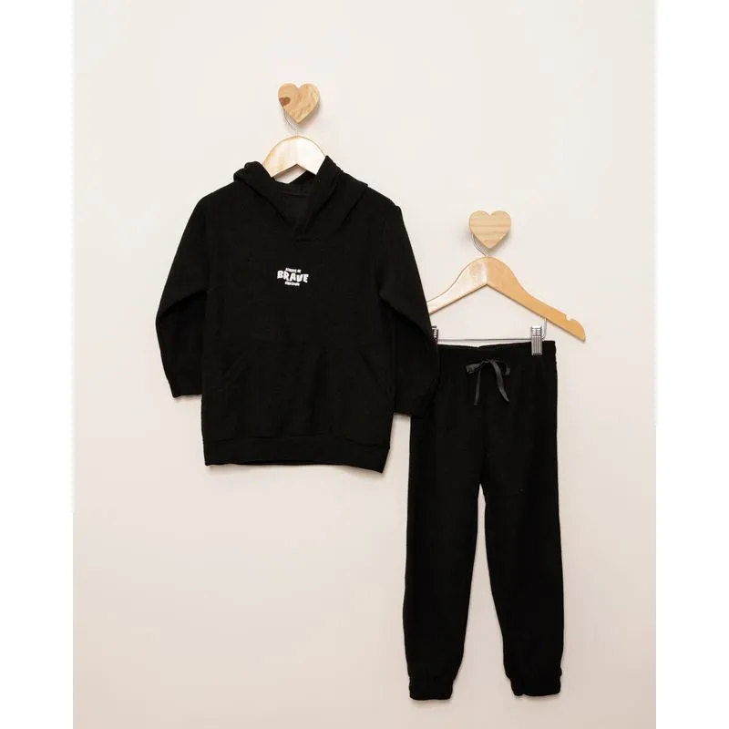 Conjunto Bebê Peluciado Atoalhado Com Capuz Preto 1