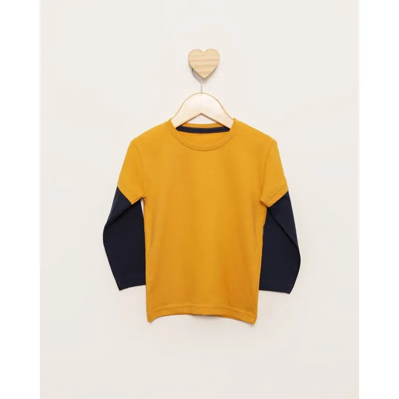 Camiseta Bebê Básica Manga Longa Mostarda 1