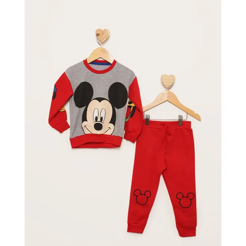 Conjunto Moletom Bebê Peluciado Disney Estampa Mickey Cinza 3