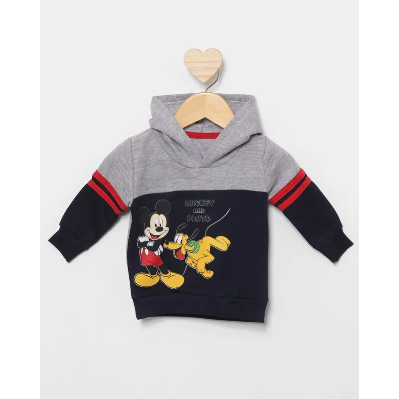Blusão Moletom Bebê Disney Mickey E Pluto Com Capuz Cinza M