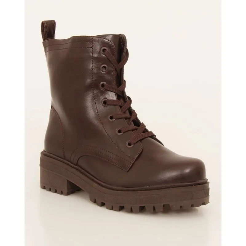 Bota Feminina Coturno Tratorada Mooncity Marrom 36