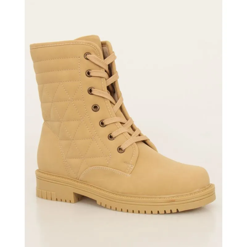 Bota Feminina Coturno Mooncity Matelassê Bege 36
