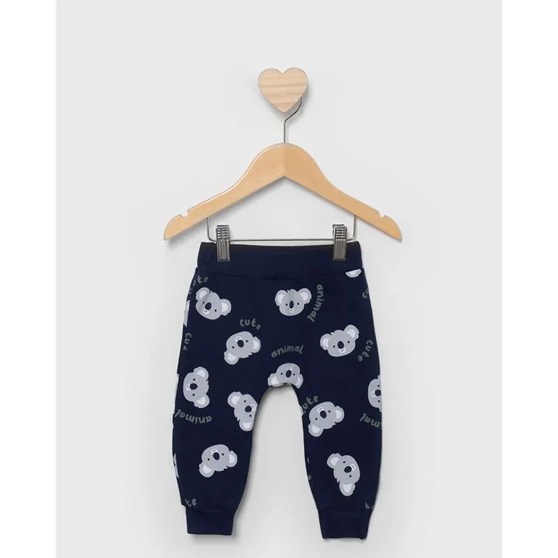 Calça Bebê Moletinho Peluciado Jogger Com Estampa Coala Marinho G