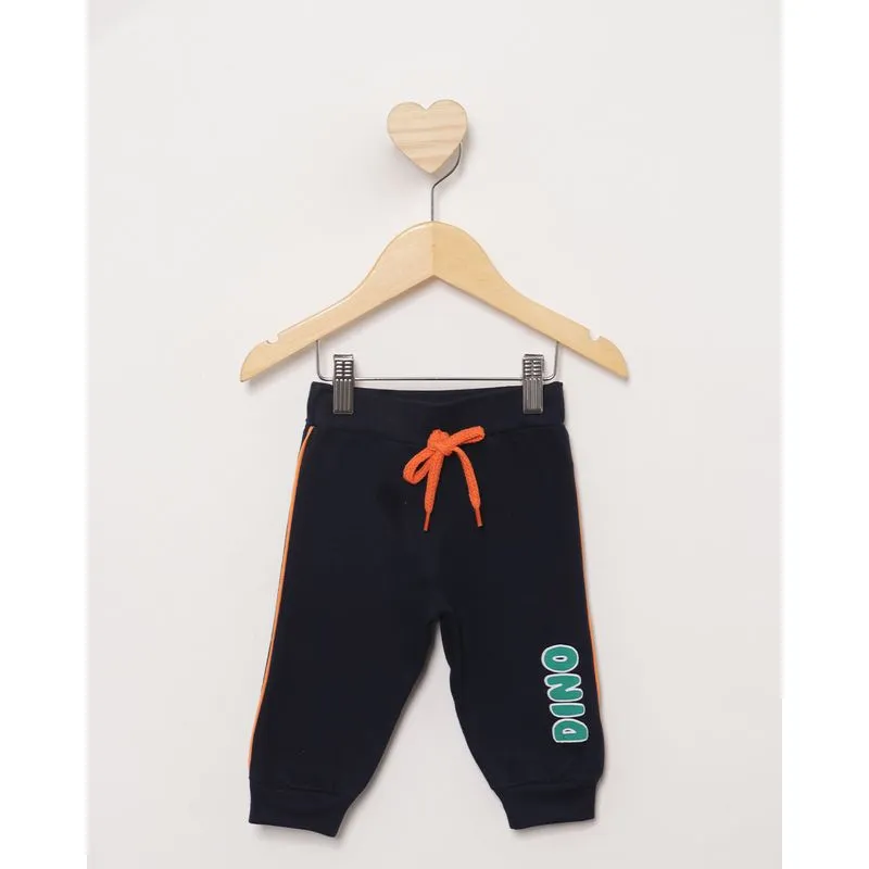 Calça Bebê Moletinho Jogger Estampa Dinossauro Marinho M