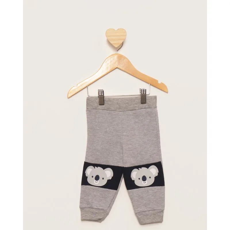 Calça Moletom Bebê Peluciada Jogger Com Recorte Cinza M