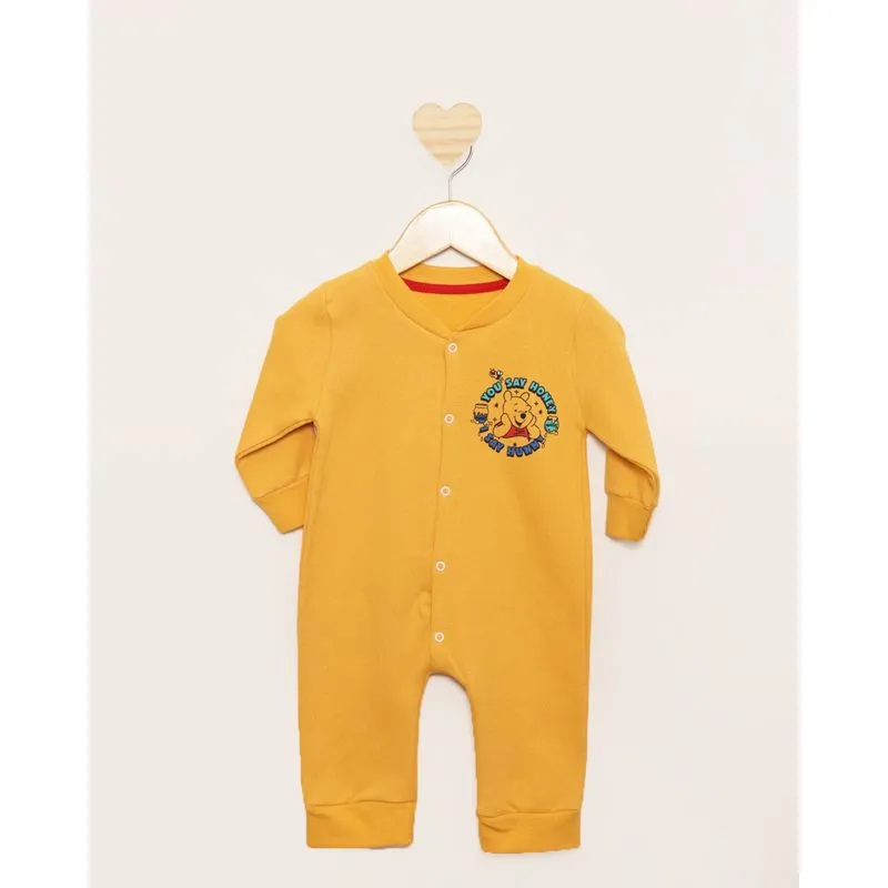 Macacão Moletom Bebê Peluciado Disney Estampa Ursinho Pooh Amarelo M