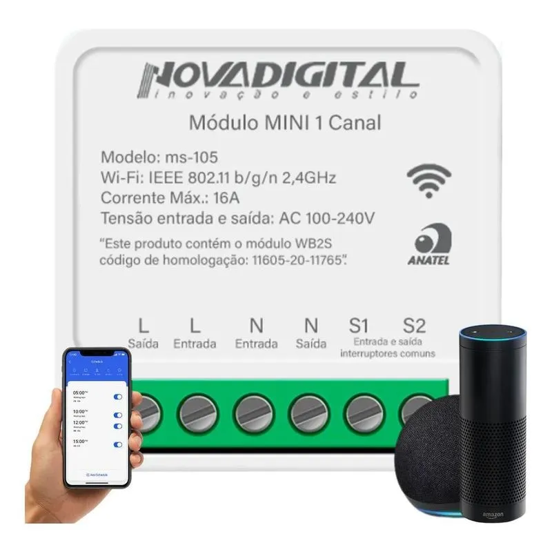 Mini Interruptor Wifi Inteligente 1ch Automação Casa Alexa