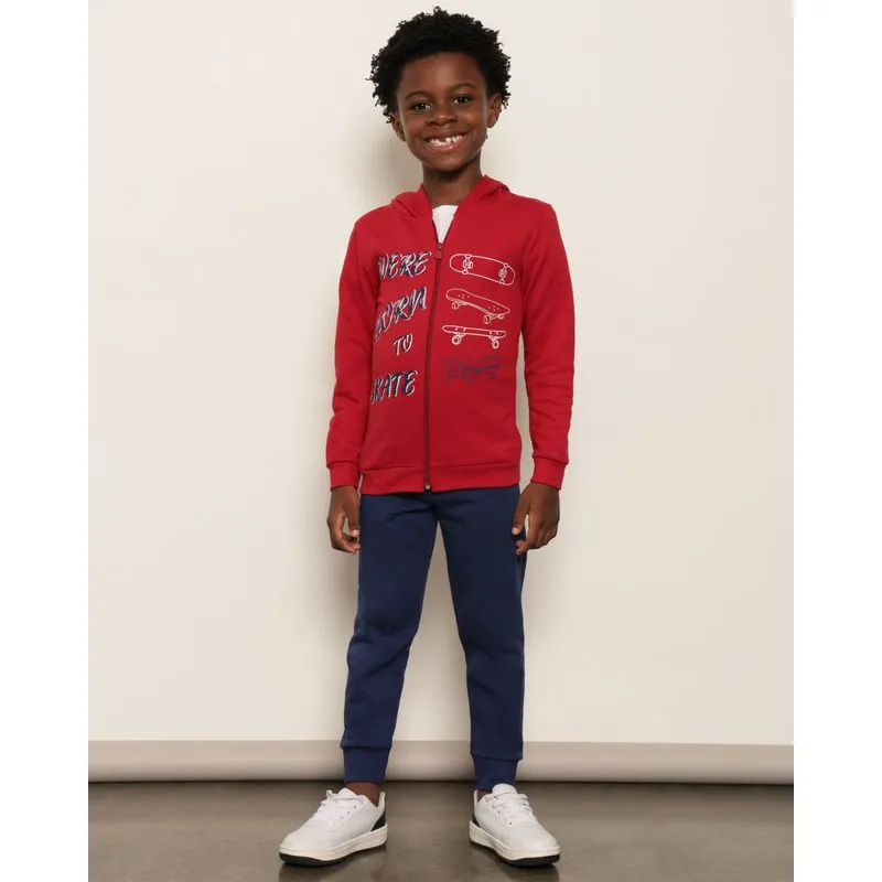 Conjunto Moletom Infantil Peluciado Estampa Skate Vermelho 8