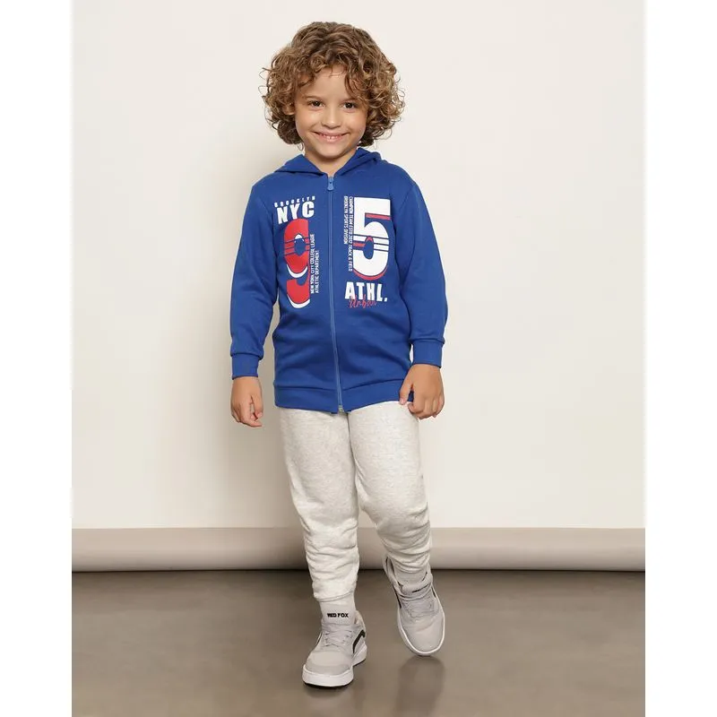 Conjunto Moletom Infantil Peluciado Com Capuz Estampa Azul 8