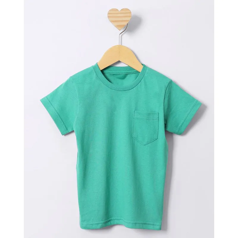 Camiseta Bebê Básica Com Bolso Manga Curta Verde 1
