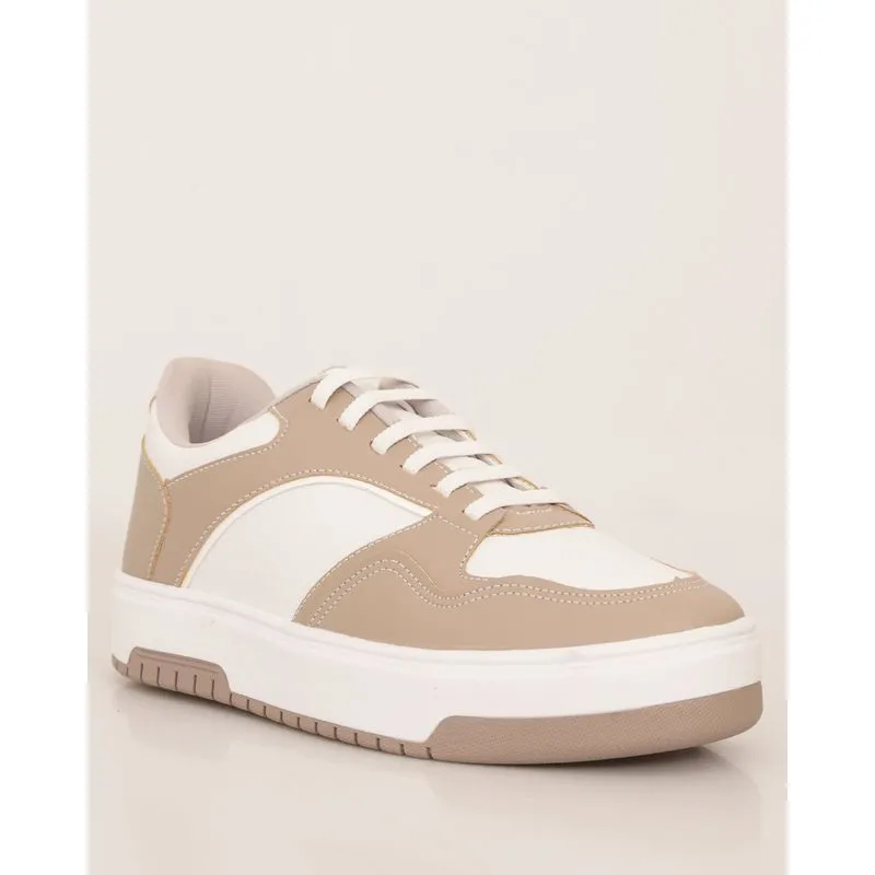Tênis Feminino Casual Donatta Com Recortes Bege 38