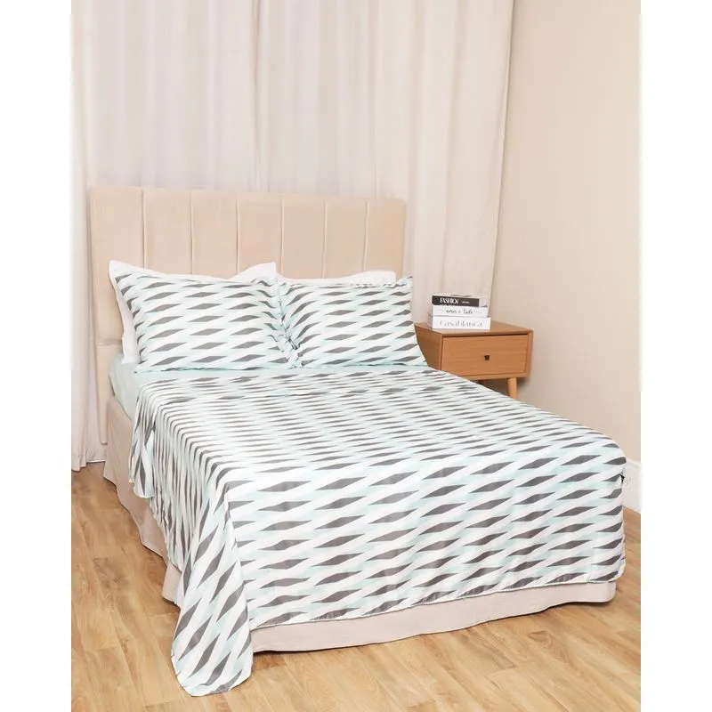 Jogo De Cama Casal Andreza 4 Peças Estampa Geométrica Branco UN