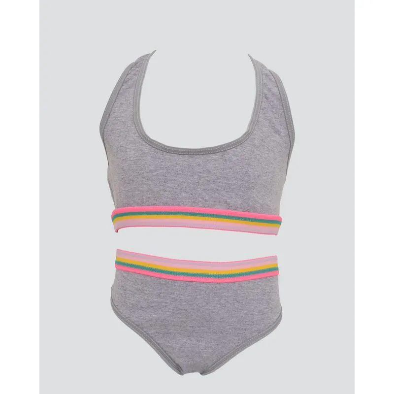 Conjunto Lingerie Juvenil Sem Bojo Cinza 16