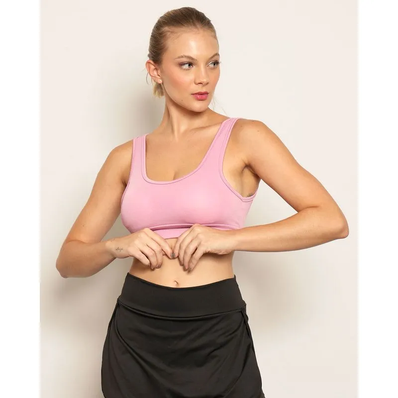 Top Feminino Fitness Fitter Alça Larga Com Bojo Rosa G