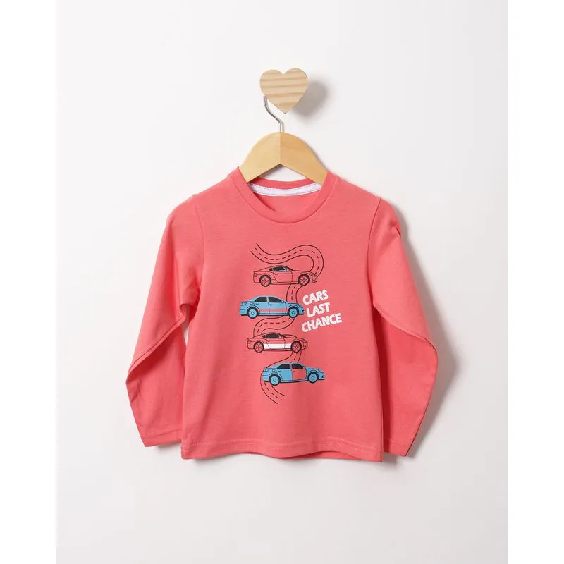 Camiseta Bebê Estampa Carros Manga Longa Laranja 2