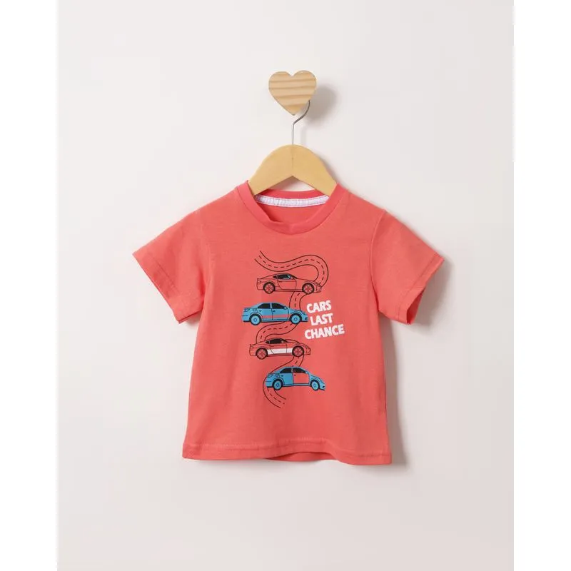 Camiseta Bebê Estampa Carros Curta Laranja 3
