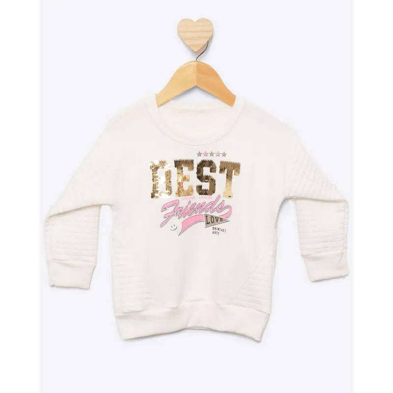 Blusão Moletom Bebê Peluciado Estampa Com Paetês Off White 2