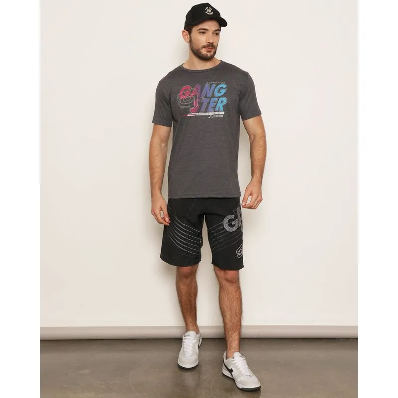 Bermuda Masculina Gangster Reta Com Cordão Preta 46