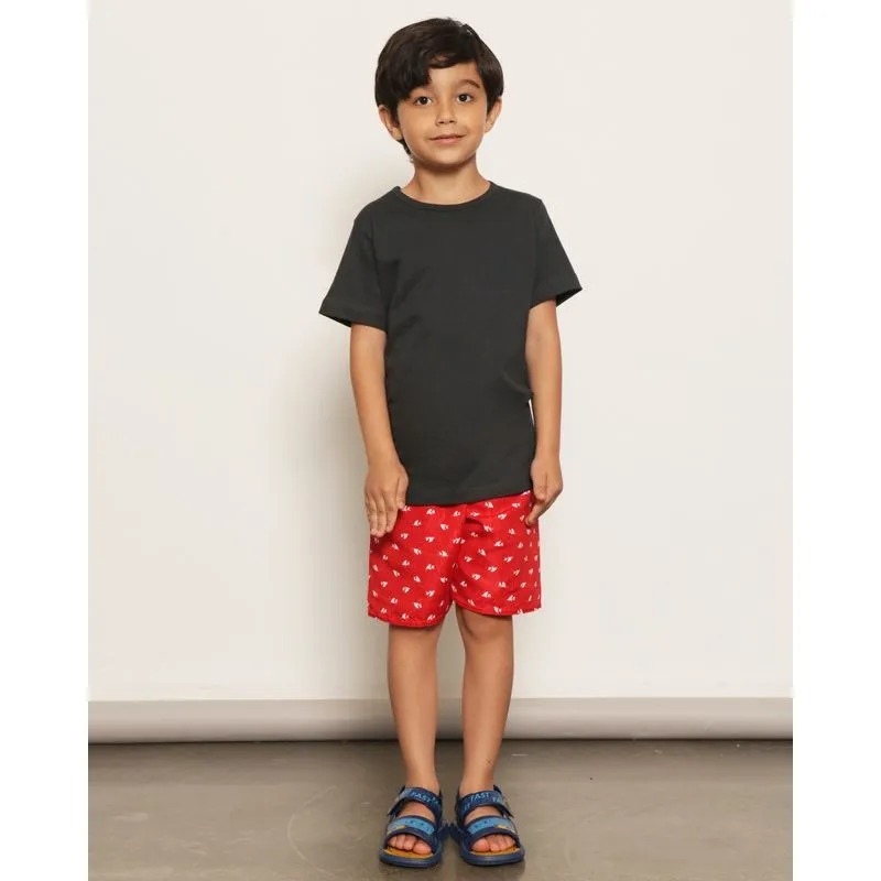 Bermuda Infantil Reta Estampada Vermelha 6