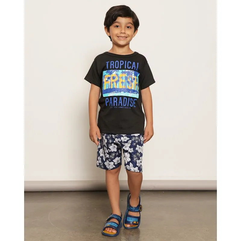 Bermuda Infantil Reta Estampada Floral Azul 8