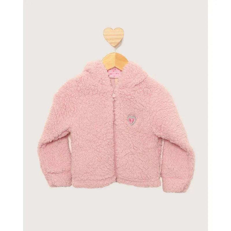 Jaqueta Bebê Sherpa Com Capuz De Orelhinha Rosa 1