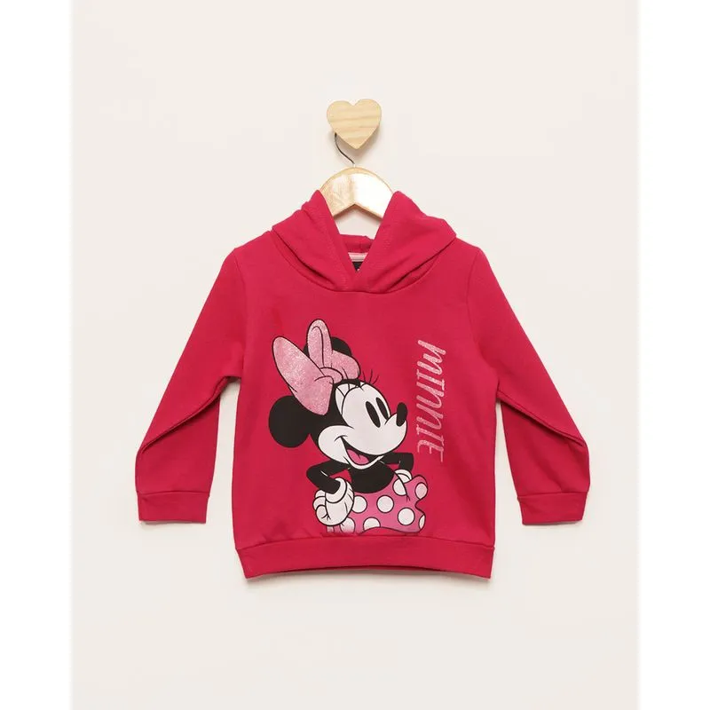 Blusão Moletom Bebê Peluciado Disney Estampa Minnie Rosa 2
