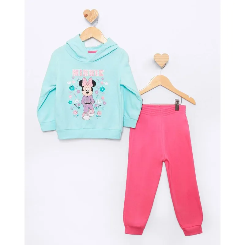 Conjunto Bebê Moletinho Peluciado Disney Estampa Minnie Azul 3