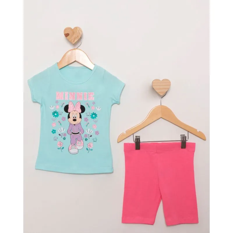 Conjunto Bebê Curto Disney Estampa Minnie Azul 1