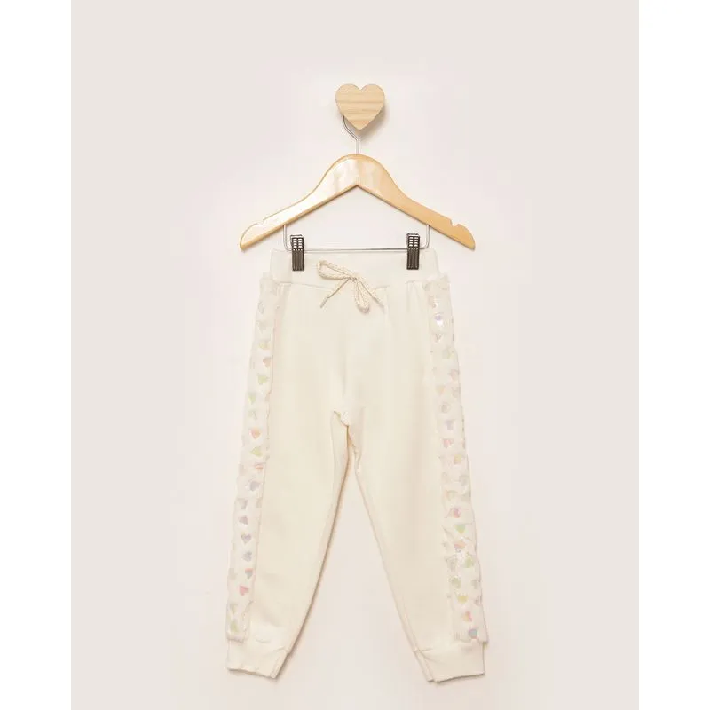 Calça Moletom Bebê Peluciada Jogger Recorte Com Pelinhos Bege 1