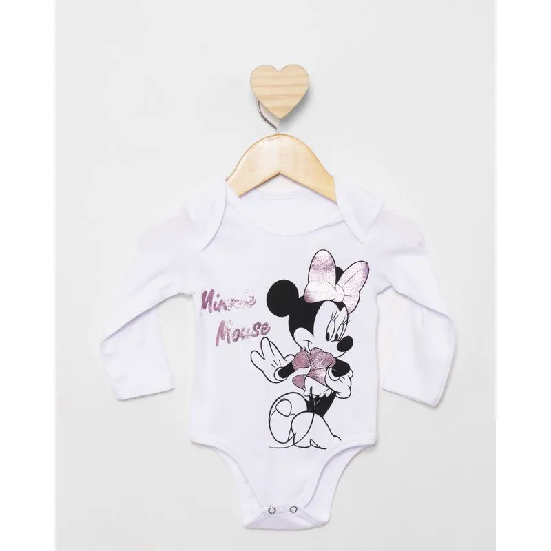 Body Bebê Disney Mickey Manga Longa Branco G